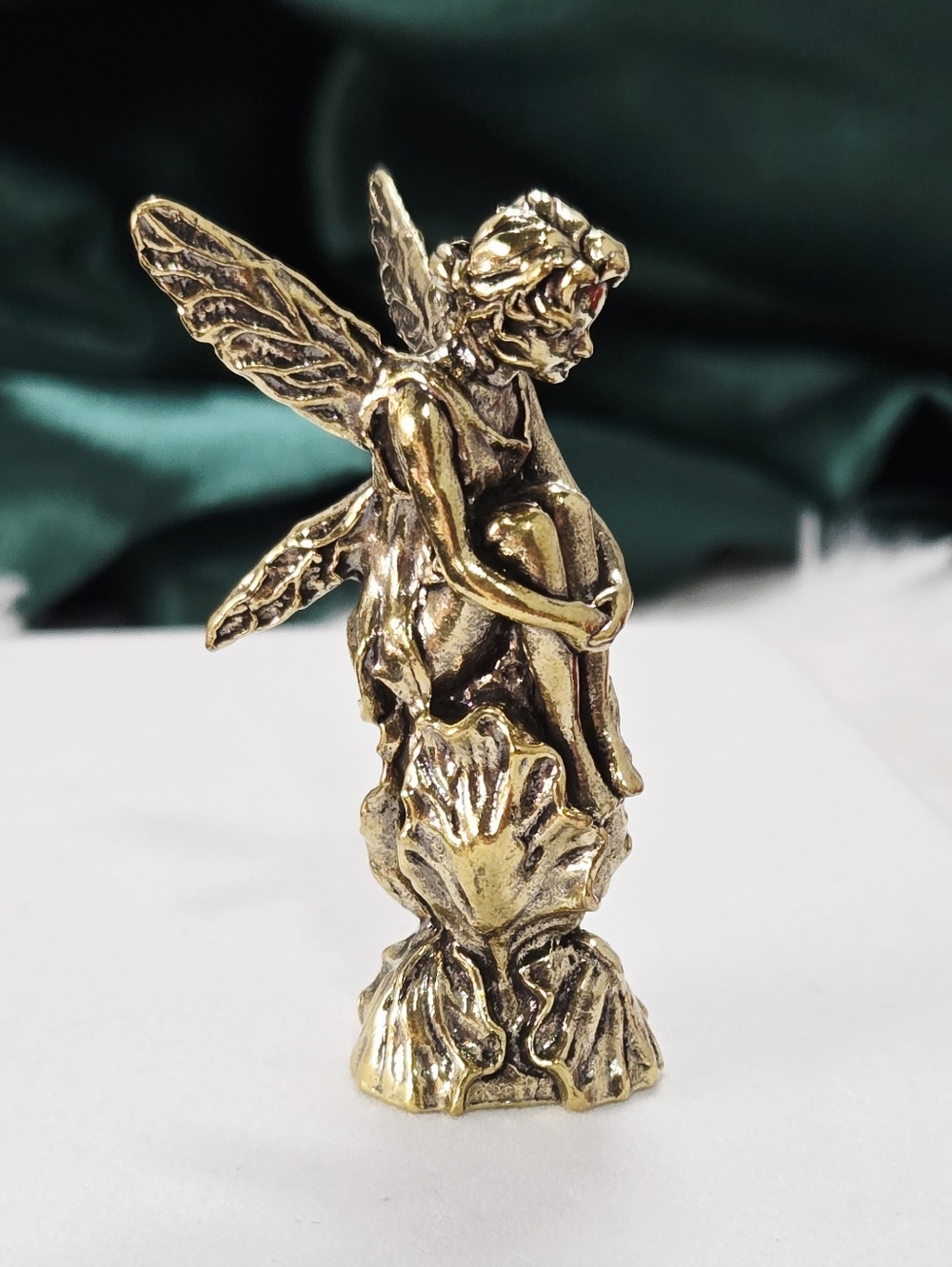 Mini Vintage Brass Fairy Figurine Antique Gold 2.25" Cottagecore Whimsical Decor